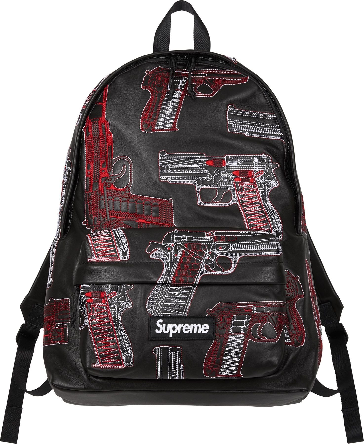 Guns Embroidered Leather Backpack view 2